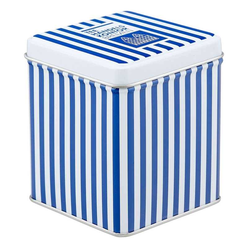Streifen- Teedose blau-weiß 100g