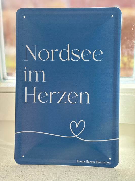 Blechschild Nordsee im Herzen