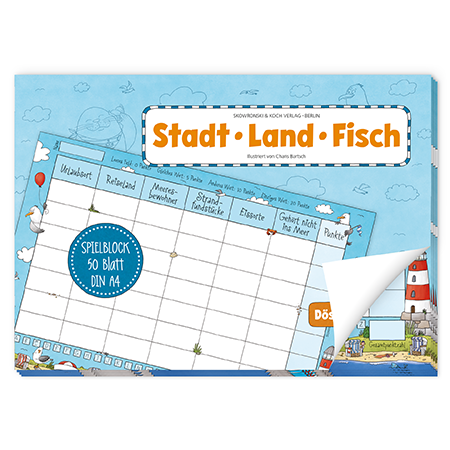 Stadt Land Fisch, DIN A4, Spielblock mit 50 Blatt