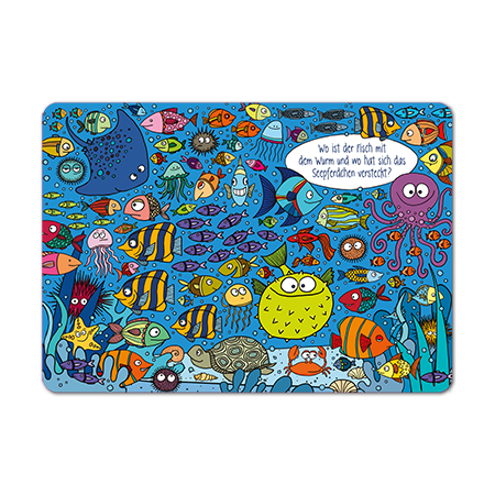 Tischset Wo ist der Wurm und wo das Seepferdchen?