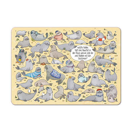 Tischset Welche Robbe hält eine Muschel in der Flosse?